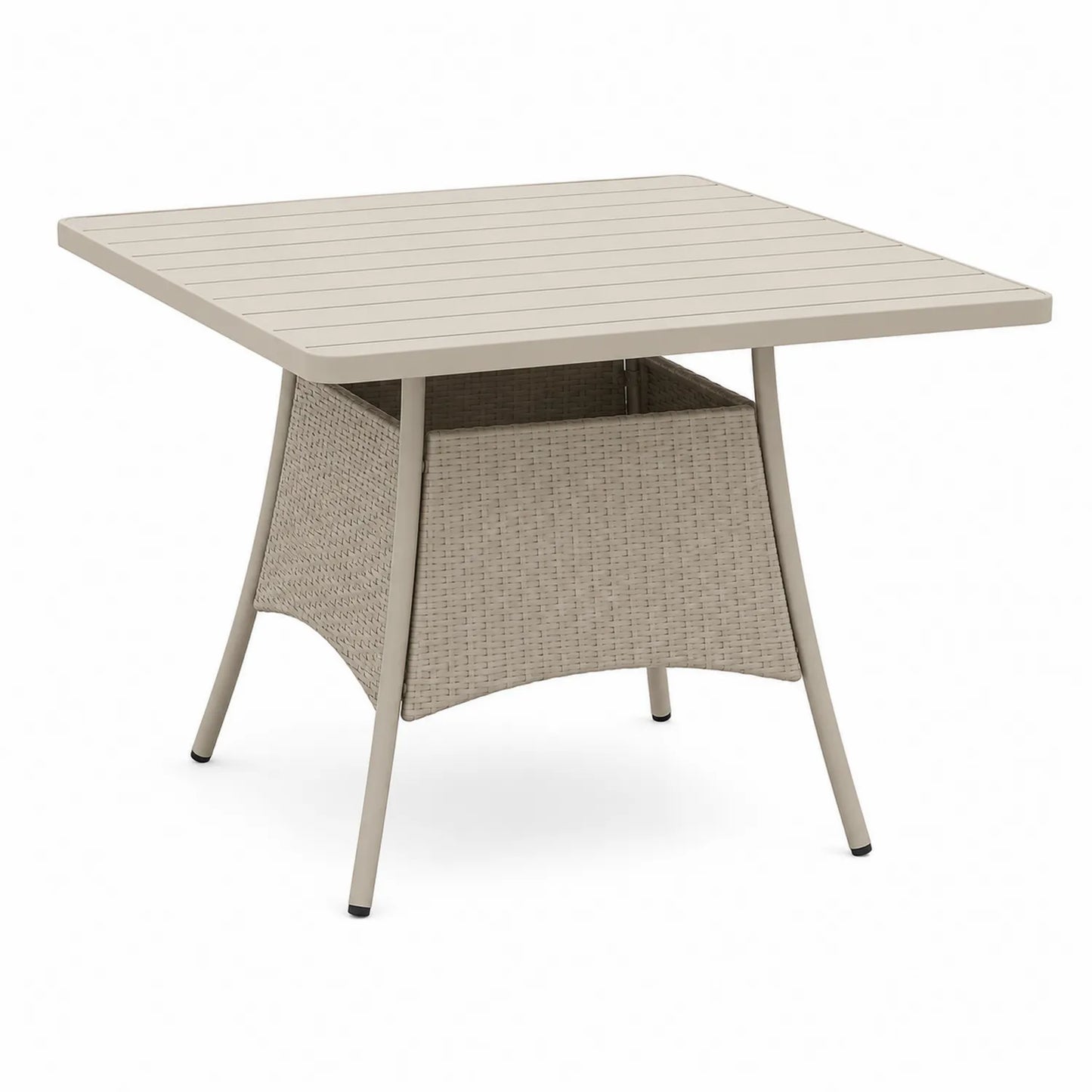 Gartentisch Aluminium Polyethylen-Wicker Beige 90cm x 90cm